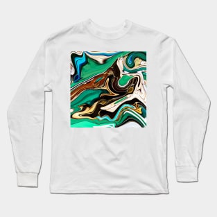 Green Abstract marble Long Sleeve T-Shirt